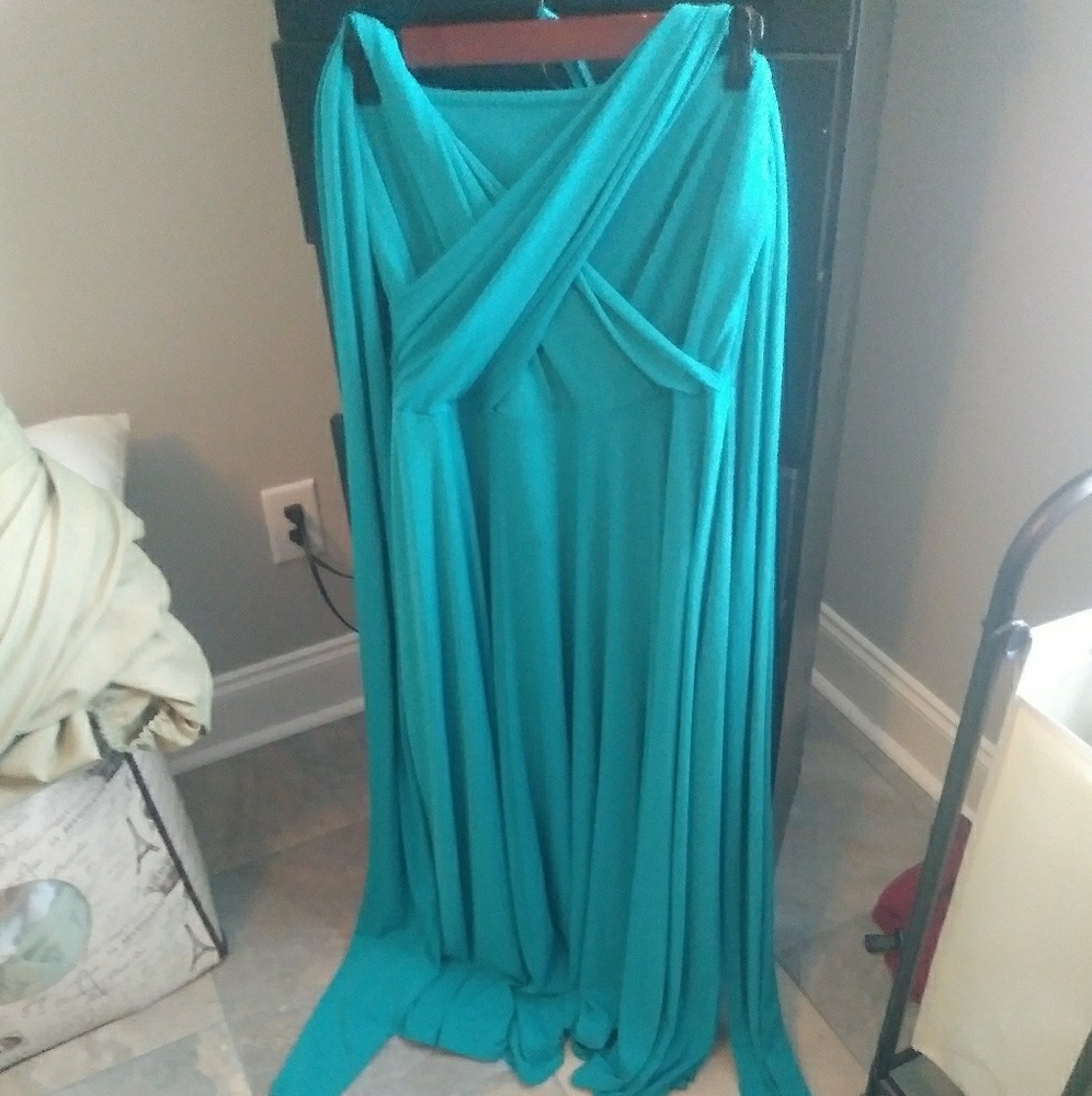 Lane Bryant swing wrap dress teal color